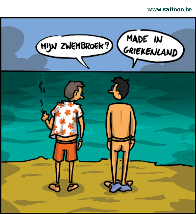 Thema van de cartoon op deze pagina: De griekse crisis raakt maar niet uit het slop, klik op de cartoon om naar de volgende te gaan