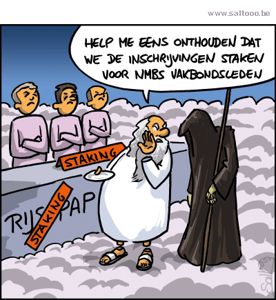 Thema van de cartoon op deze pagina: En weerom grijpen de NMBS vakbondsleden naar de staking, klik op de cartoon om naar de volgende te gaan