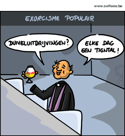 Thema van de cartoon op deze pagina: Exorcisme wint terug aan populariteit, klik op de cartoon om naar de volgende te gaan